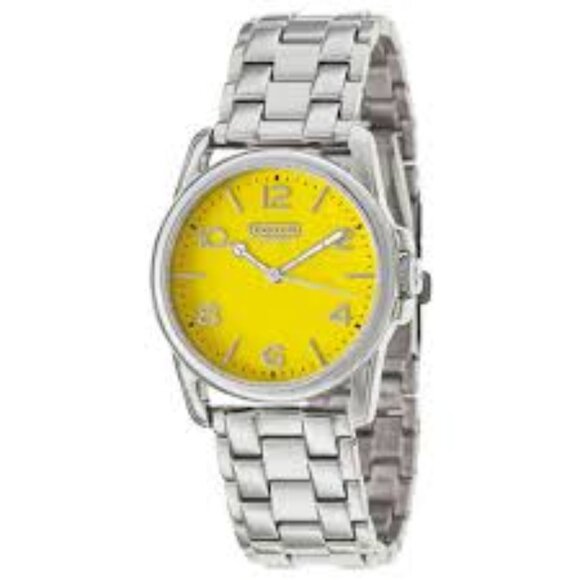 Brand NEW in Box Coach Sydney Watch in Silver & Yellow - Picture 1 of 2